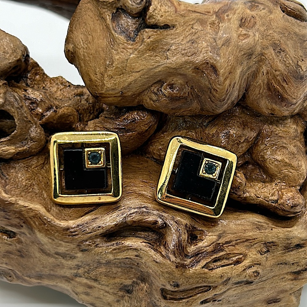 Givenchy Vintage Dark Blue Stones Earrings 🌺🌺 - Picture 1 of 4